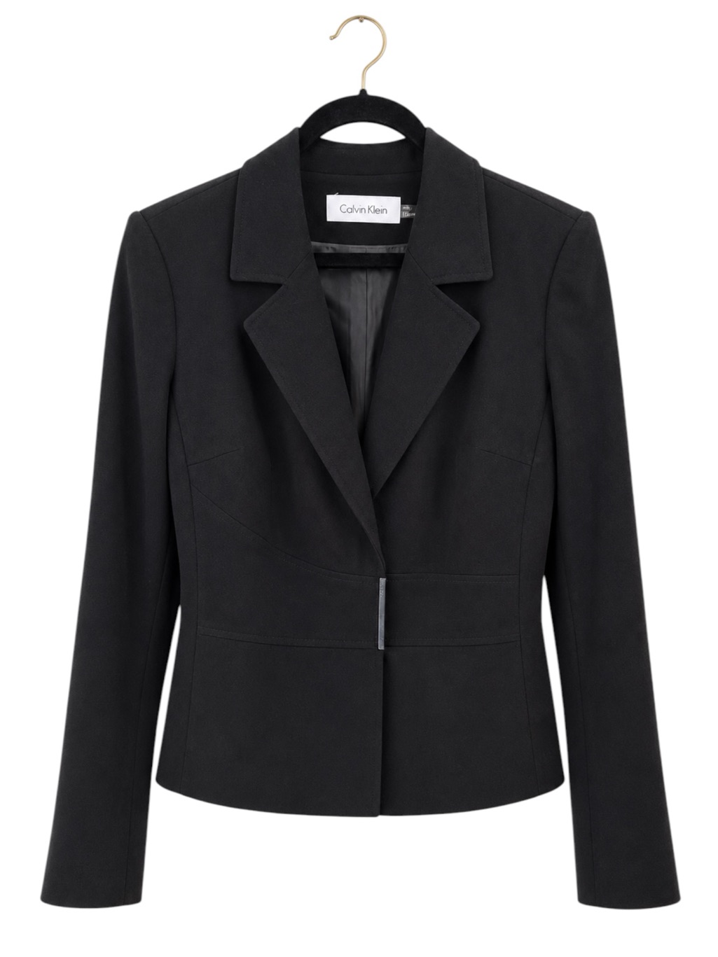Calvin Klein Black Tailored Career Blazer Jacket Size 10 Stretch Office Business